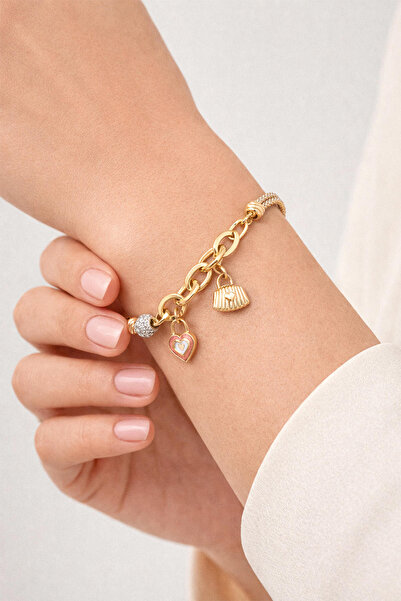 Bilezikci Kalp & Çanta Pandora Altın Bileklik