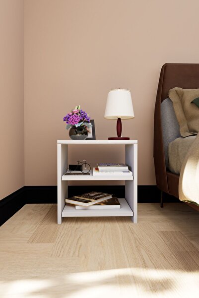 Mirobi Eko Komodin Yan Sehpa Dekoratif Beyaz