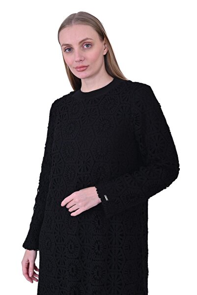 Invee Güpür Elbise SİYAH