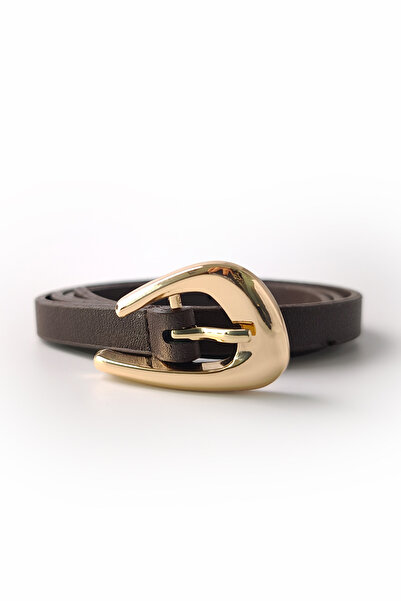Ecrou Wave Pattern Buckle Thin Belt Bitter Brown