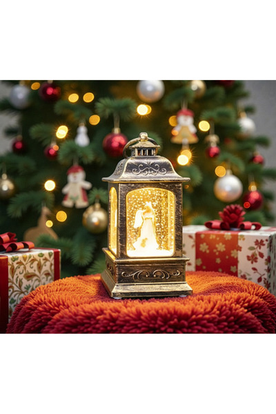 Kuzey Tacı Işıklı Kar Küresi Fener – Melek - Kardan Adam Noel Baba Figürlü Yı...