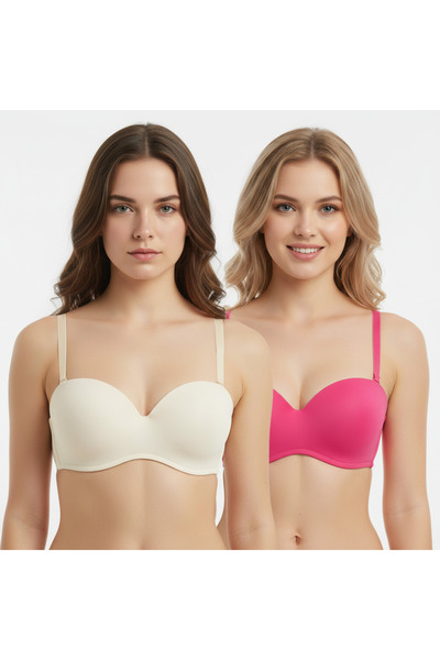 BONBON حمالة صدر نسائية بدون دعامات بلونين، حمالة صدر بدون حمالات BB2137