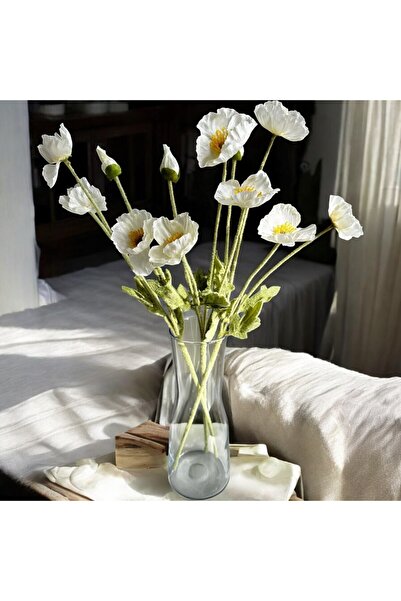 florayapaycicekcom -Yapay Çiçek 4lü Gelincik Dalı 60 cm somon