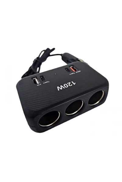 PRİZE Piza auto bricheta 120W cu 3 2 porturi USB 2 porturi Type C 1656