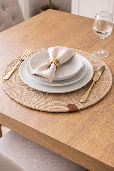 ALYA %100 Doğal Halat İpten El Yapımı Yuvarlak Supla