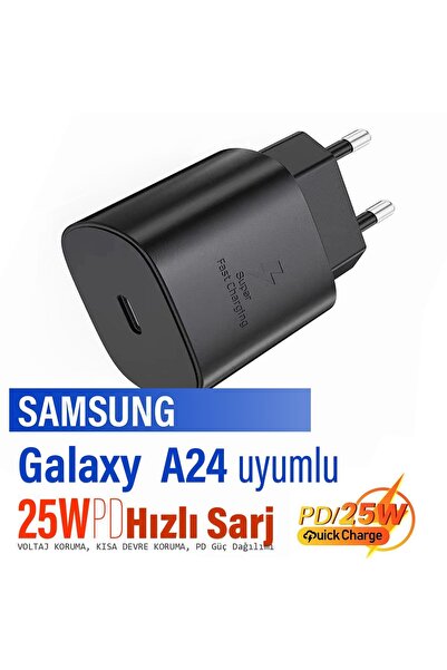 inteknoloji Samsung A24 Şarj Aleti 25W HIZLI Type C PD Şarj Cihazı Tek Başlık