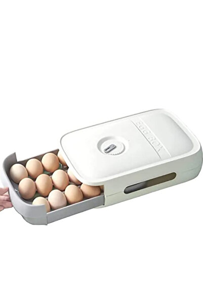 MANDU Cutie cu sertar pentru depozitare oua ALB