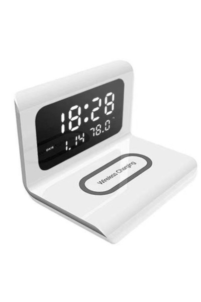 Amir Ceas cu afisaj digital si alarma cu statie de incarcat wireless si incar...