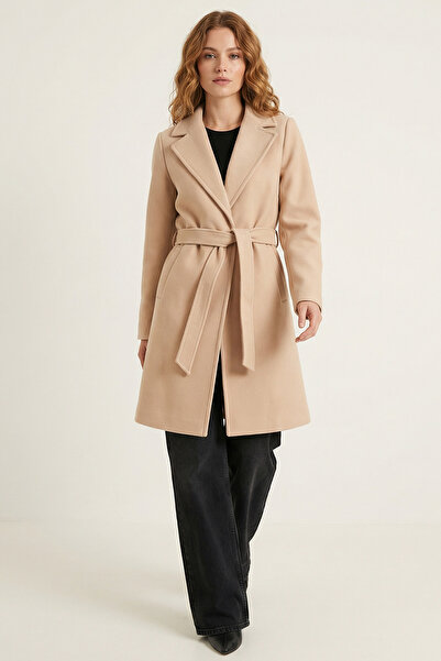 Bigdart Women's Belted Coat 9171 - Beige