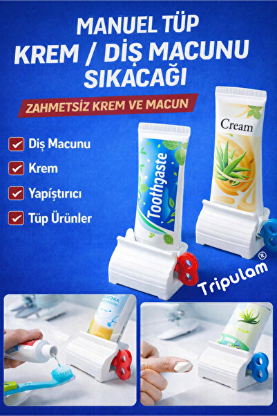 TRİPULAM Çevirmeli Diş Macunu Sıkacağı – Manuel Tüp ve Krem Krem Sıkma Aparat...