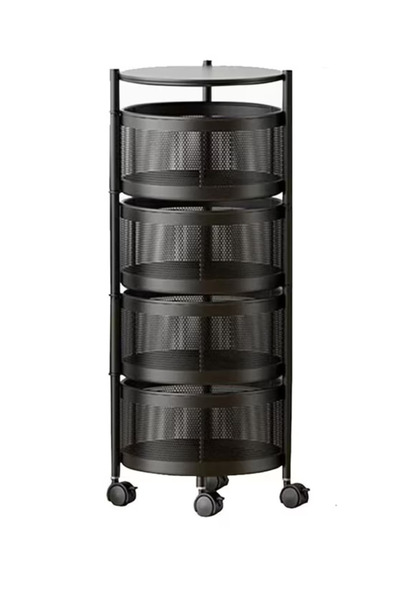 MANDU Στρογγυλό μεταλλικό ράφι γενικής χρήσης με 4 επίπεδα μαύρο 34 cm x 75 c...