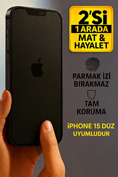 AyzTechCases 15 DÜZ Uyumlu (MAT+HAYALET) 2’si 1 Arada Tam Kaplayan ESNEK YAPI...