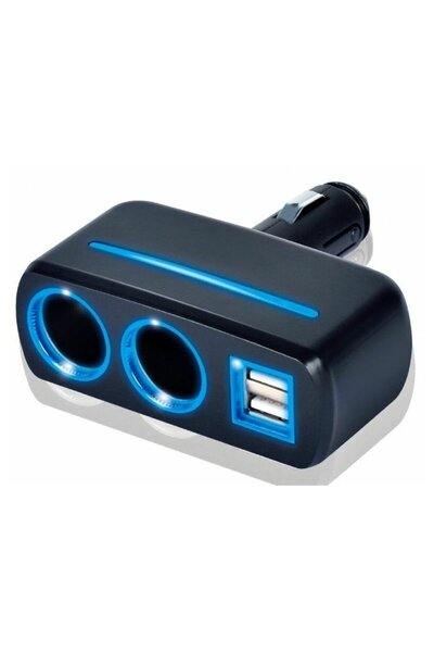 PRİZE Priza auto 12V Olesson 1637 cu 2 cai fixe + 2 USB 120W negru