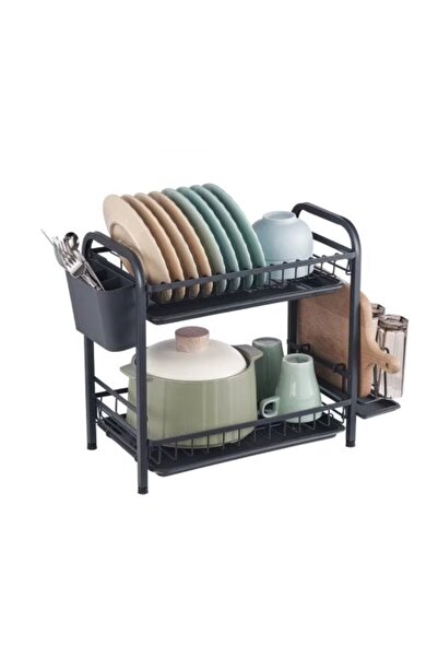 MOHAMED 2-tier dish drying rack and drainer Black