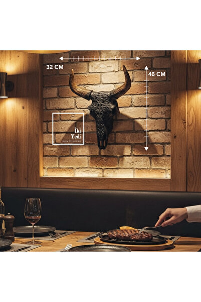 77 Missoula Büyük Boğa Kafası Duvar Dekoru 46 cm İşleme Kafası Objesi Dekorat...