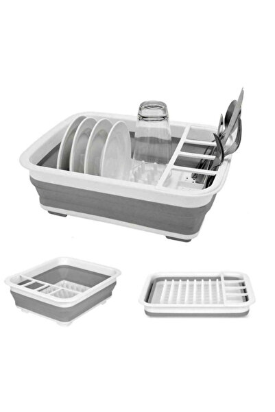 LILY Suport pliabil pentru vase cu scurgator din silicon ALB/GRI