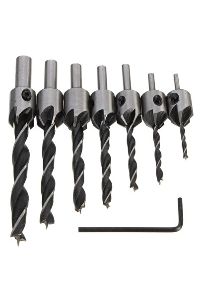 OEM Set 7 Burghie pentru lemn LASERLINE cu Zencuitor/Limitare profunzime