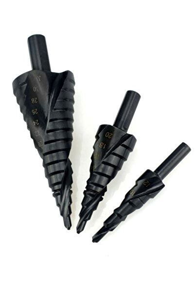 Scule Set 3 Burghie In Trepte Spiralate HSS 4-32 Freze NEGRE
