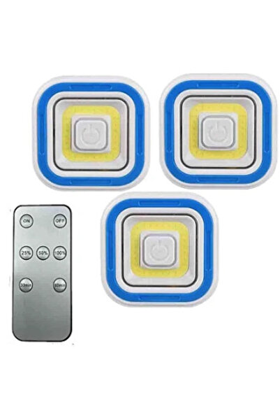 OEM Set of 3 square COB LED lamps with remote control and white remote control