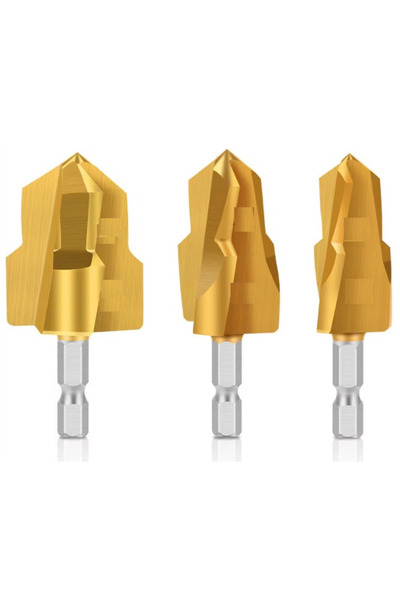 Scule Set of 3 HSS gold steel drill bits for MMC PVC PPR pipes