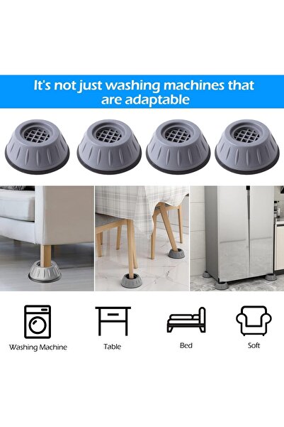 Generic 4-Piece Washing Machine Foot Pads Grey 4 x 5cm