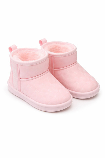 Superbaby Cizme roz pentru fetițe pentru primii pași, îmblănite, din piele ec...