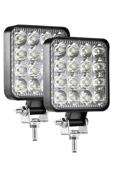 OEM Set of 2 SQUARE Projector 16 led 12v-24v 48w white light 6000k Slim