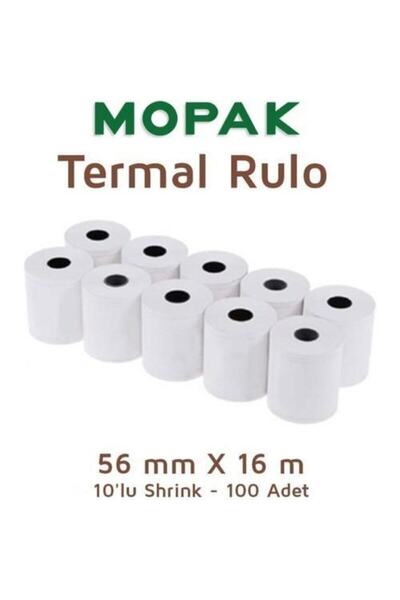 Mopak Termal Yazar Kasa Pos Rulosu 56 Mm X 16 Mt 100'lü