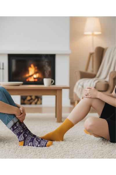 YOTITEX Patterned & Solid Color Cotton Socks – Set of 2