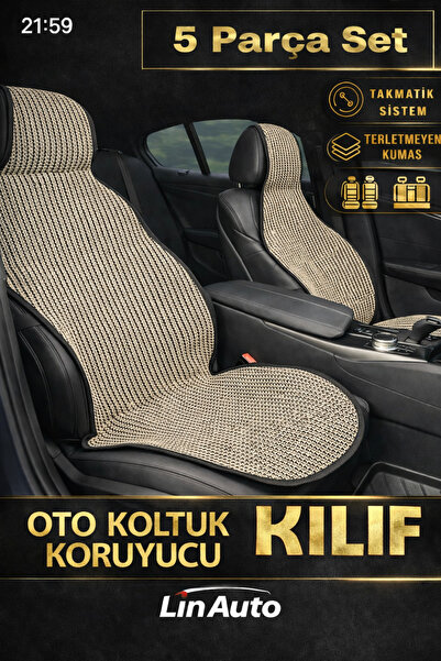 Lin Home وسادة غطاء السيارة الفاخرة من لين أوتو، مجموعة من 5 قطع