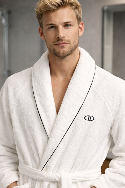 yuenze %100 Pamuk Unisex Beyaz Bornoz | 1. Sınıf Kalite