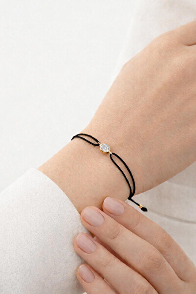 Bilezikci Tek Taşlı İpli Altın Bileklik