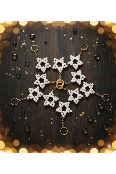 afezba Μπρελόκ με Χάντρες Πέρλες και Αστέρια, Δώρο Χένα για Γάμο και Αρραβώνα...