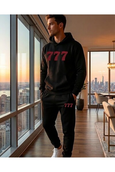 LELVANİ Σετ φόρμας με κουκούλα 777 με σχέδια και στάμπες, Unisex