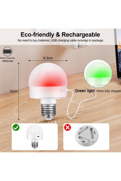 Generic 2 Pack E27 LED Light Bulbs, Dimmable And Rechargeable Bulbs with Remote Control, 3 Colour