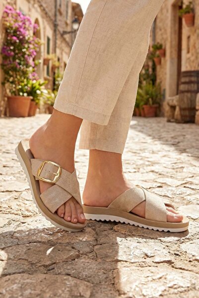 GEZER Γυναικείες καλοκαιρινές παντόφλες με μονή αγκράφα ρυθμιζόμενη από συνθε...