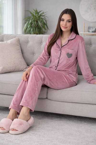 VAKİATR Women's Pajama Set Velvet Vakia.Tr
