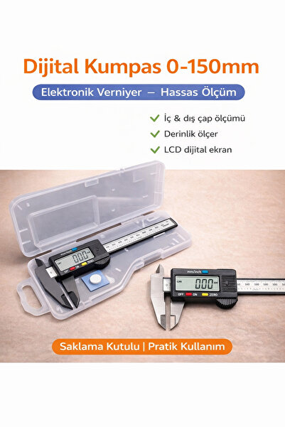 SENBANG Dijital Kumpas 0–150 mm – Elektronik Verniyer Kumpas – İç Dış Çap ve ...