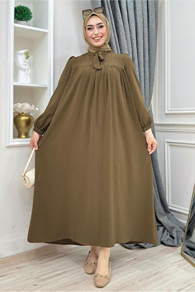 TRENDTESETTÜR KADIN KAHVE BEBEKLİ ANNE ELBİSESİ T 6983