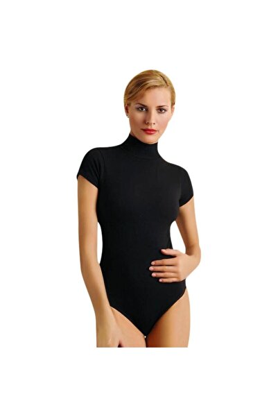 Anıt Femei 3 bucăți negru bumbac lycra guler cu mânecă scurtă Snap Badi - 4056