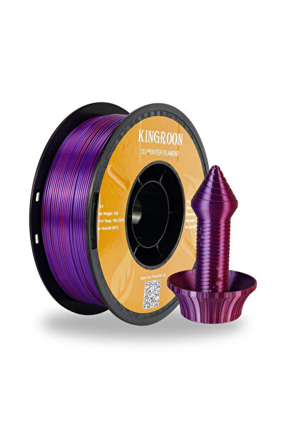 KINGROON Üç Renkli Silk PLA Filament Kırmızı-Altın-Mor Canlı Parlak Renk Geçi...
