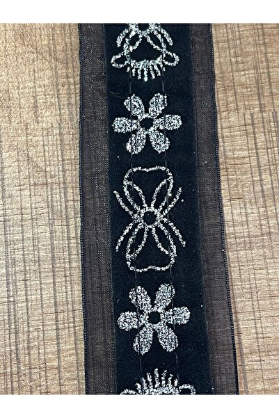 Gönülden Tasarım Μαύρη λωρίδα κεντήματος με λάμψη γκουίπερ, πλάτος 4 εκ. 1 μέτρο
