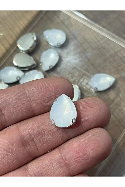 Gönülden Tasarım 1 см 7 мм млечнобели капкови камъни с мъниста, 25 броя