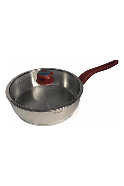 Vivaldi Vıvaldı Tombo Steel Pan with Glass Lid Red No:24 Gorgel.1621