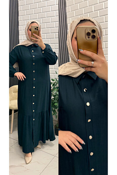 İLGEN TEKSTİL Flawed Long Summer Dress with Flawed Detail