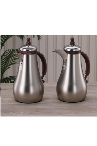 aljahwari طقم ترامس الشاي والقهوة 2حبة لونين كروم