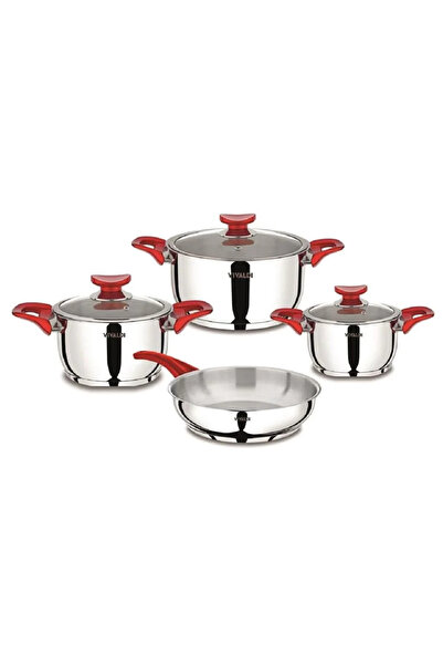 Vivaldi Perla Çelik Tencere Seti 7 Parça Kırmızı Kuplu G734