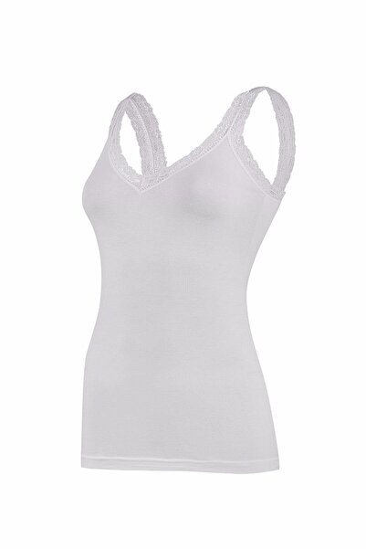 YILDIZ Γυναικεία Μοντέρνα Στράπες Δαντελένια Μπλούζα με λαιμόκοψη σε σχήμα V ...