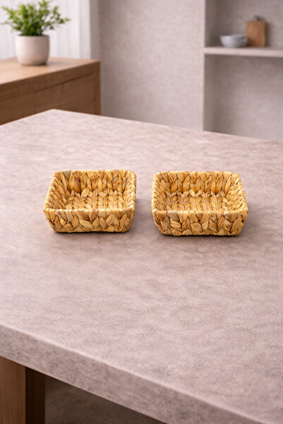 YzHome 2 Pieces Wicker Bread Storage Box Organizer Basket Square 18cm