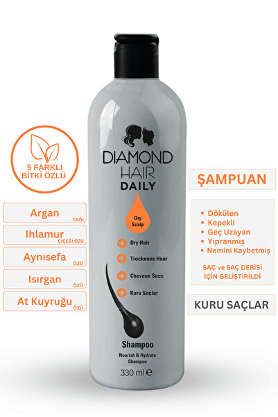 DIAMOND HAIR Kuru Saç ve Saç Derisi İçin Nem Dolduran Şampuan - Yavaş Uzayan,...